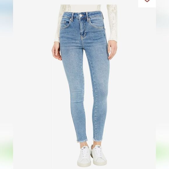 Free people Jeans size 25 jeans skinny jeans Jeggings frayed hem button fly - Picture 1 of 8